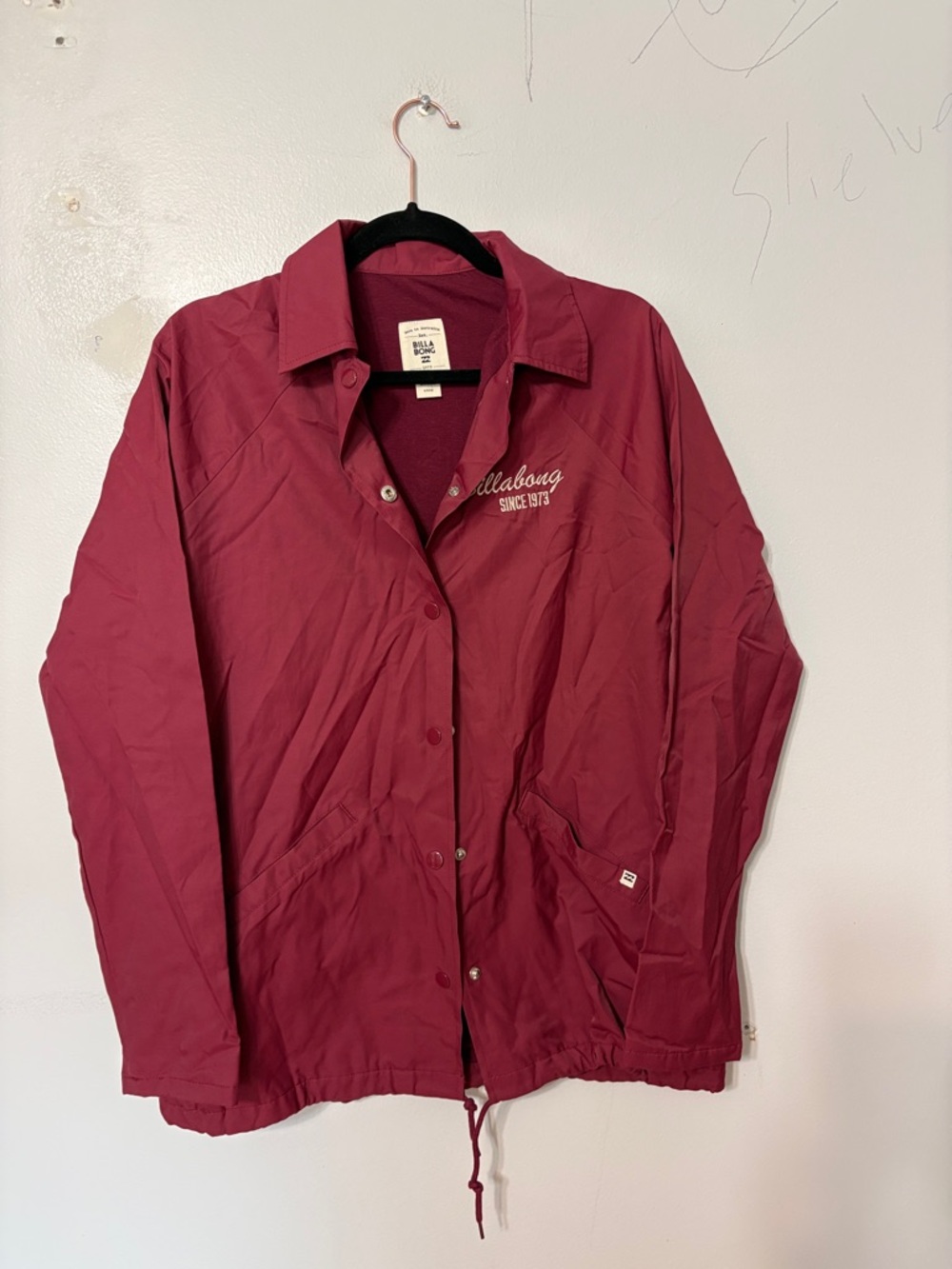 Billabong Dive In Coach Jacket Rose Embroidered Snap Front Size S NWT - Picture 2 of 6